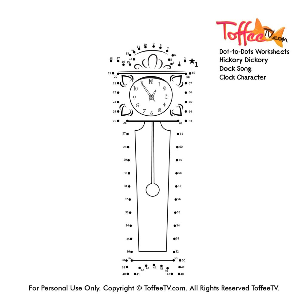 Dot To Dot Worksheet Of Clock From Hickory Dickory Dock Toffeetv