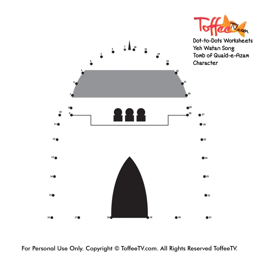 Dot to dot worksheet of mazar e quaid toffeetv